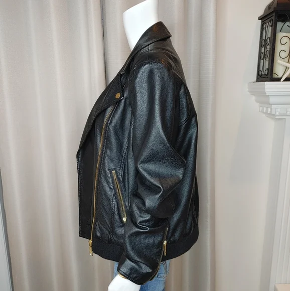 Free People Modern Vegan Bomber, Black L - Picture 9 of 14